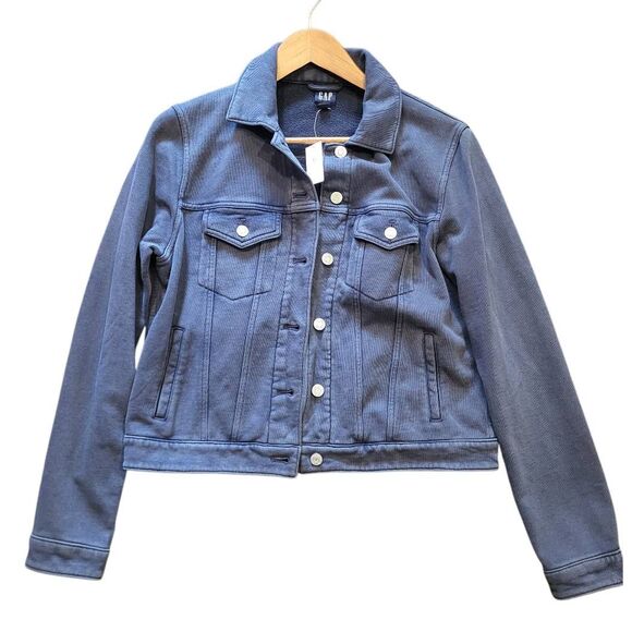 NWT GAP Sweatshirt Jacket Women's Small Blue Heavyweight Icon French Terry Soft - Picture 2 of 5